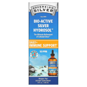 Thực phẩm bổ sung Sovereign Silver Bio-Active Silver Hydrosol Dropper-Top Daily + Immune Support 10 PPM 8 fl oz (236 ml) 684088232333