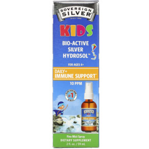 Thực phẩm bổ sung Sovereign Silver Kids Bio-Active Silver Hydrosol Daily Immune Support Spray Ages 4+ 10 PPM 2 fl oz (59 ml) 684088234351