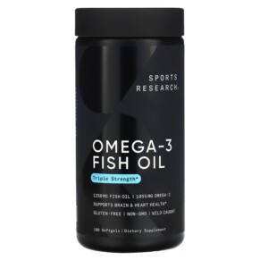 Thực phẩm bổ sung Sports Research Omega-3 Fish Oil Triple Strength 180 Softgels 023249091530
