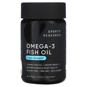 Thực phẩm bổ sung Sports Research Omega-3 Fish Oil Triple Strength 30 Softgels 023249091523