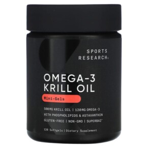 Thực phẩm bổ sung Sports Research Omega-3 Krill Oil Mini-Gels 500 mg 120 Softgels 023249011361