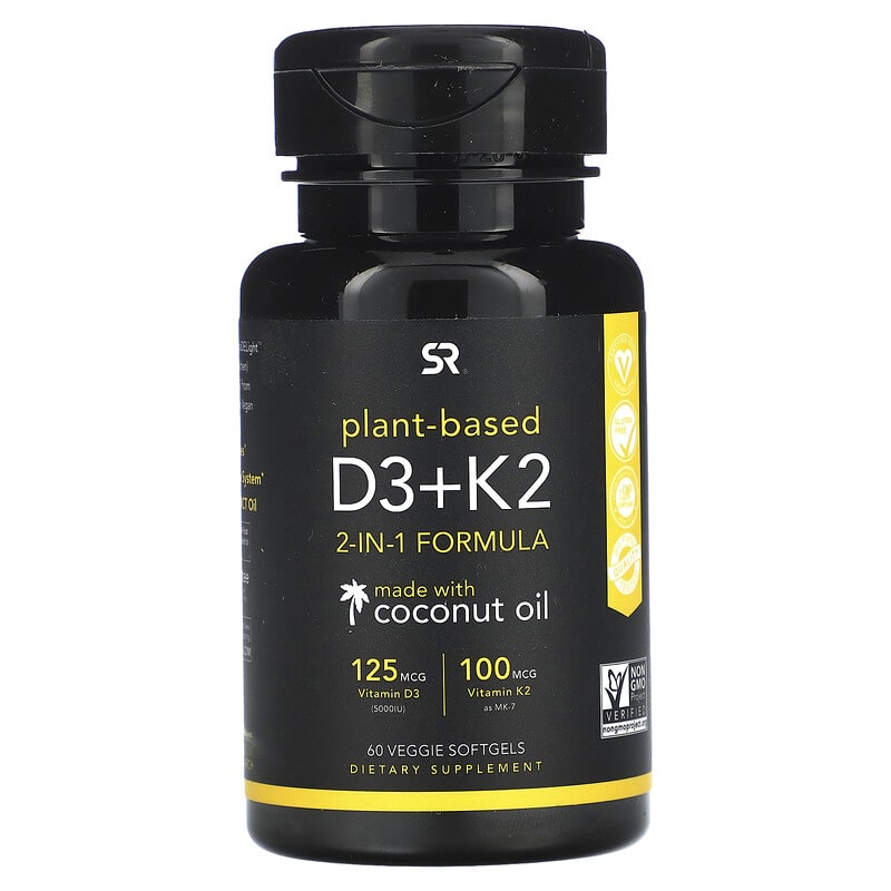 Sports Research Plant Based D3 K2 Viên uống D3 + K2 thực vật Sports Research 60 viên chay