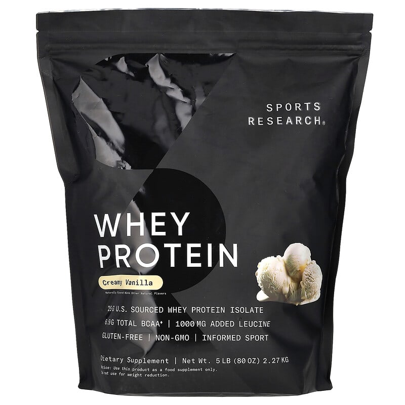 Bột Protein Whey Sports Research Vani Mịn 5 lb (2,27 kg) 10 sports research whey protein creamy vanilla 5 lb 2 27 kg 138835 023249091837