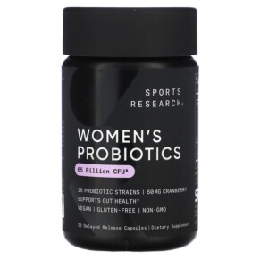 Thực phẩm bổ sung Sports Research Women's Probiotics Cranberry 65 Billion CFU 30 Delayed Release Capsules 023249091387