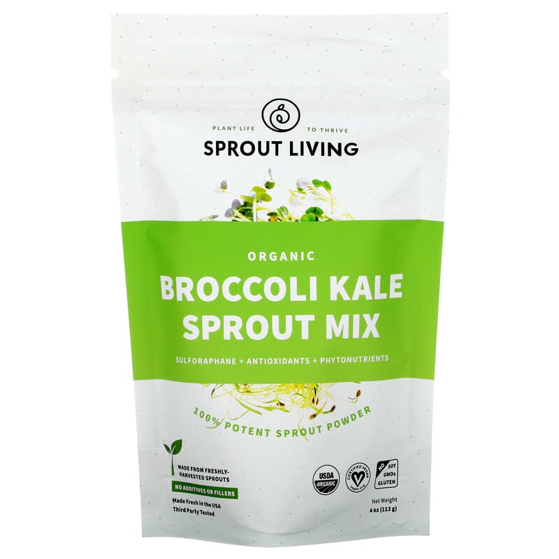 Hỗn hợp mầm bông cải xanh & cải xoăn hữu cơ Sprout Living 113g (4 oz) của Sprout Living 10 sprout living organic broccoli kale sprout mix 4 oz 113 g 73699 852457007015