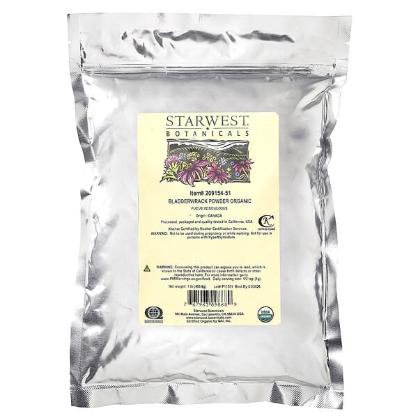 Bột tảo bẹ hữu cơ Starwest Botanicals 1 lb (453,6 g) 2 Starwest Botanicals Organic Bladderwrack Powder 1 lb 453.6 g 767963098689