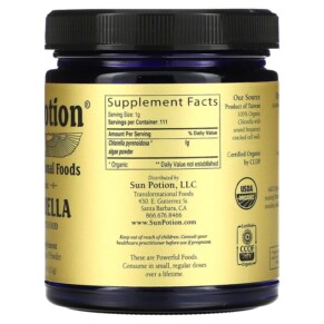 Thành phần vi chất của Sun Potion Chlorella Powder Organic 3.9 oz (111 g) 850001146050