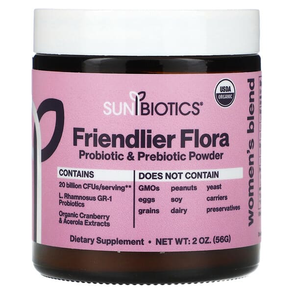 Sunbiotics Friendlier Flora Women's Blend Probiotic & Prebiotic Powder 2 oz 56 g 10 sunbiotics friendlier flora women s blend probiotic prebiotic powder 2 oz 56 g 121786 850020805686