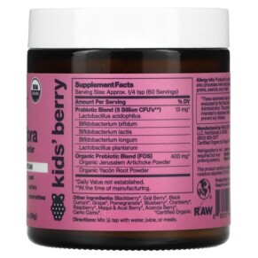 Thành phần vi chất của Sunbiotics Kids! Friendlier Flora Probiotic & Prebiotic Powder Berry 5 Billion 2 oz (56 g) 850018464963