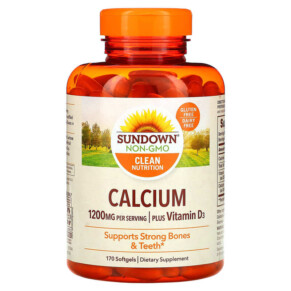 Thực phẩm bổ sung Sundown Naturals Calcium Plus Vitamin D3 600 mg 170 Softgels 030768134389