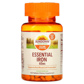 Thực phẩm bổ sung Sundown Naturals Essential Iron 65 mg 120 Tablets 030768412838