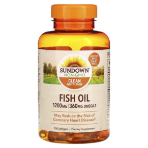 Thực phẩm bổ sung Sundown Naturals Fish Oil 600 mg 100 Softgels 030768168889