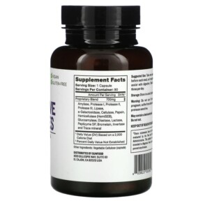 Viên uống hỗ trợ tiêu hóa Sunfood Digestive Enzymes 700 mg 90 viên chay 3 Thành phần vi chất của Sunfood Digestive Enzymes 700 mg 90 Vegi Caps 803813010521