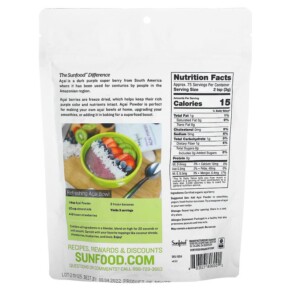 Bột Acai Hữu Cơ Sunfood Organic 227g Sunfood 3 Thành phần vi chất của Sunfood Organic Acai Powder 8 oz (227 g) 803813806001