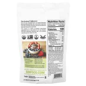 Sinh tố Sunfood Organic Superfood Smoothie Mix Chocolate 227g của Sunfood 3 Thành phần vi chất của Sunfood Organic Superfood Smoothie Mix Chocolate 8 oz (227 g) 803813101571