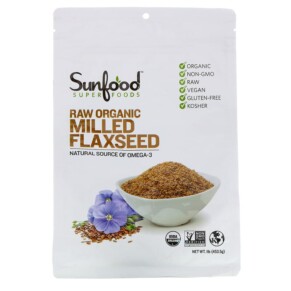 Thực phẩm bổ sung Sunfood Raw Organic Milled Flaxseed 1 lb (453.5 g) 803813102301