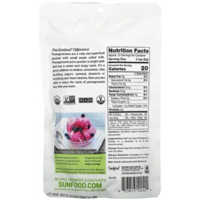 Thành phần vi chất của Sunfood Raw Organic Pomegranate Powder 4 oz (113 g) 803813102424