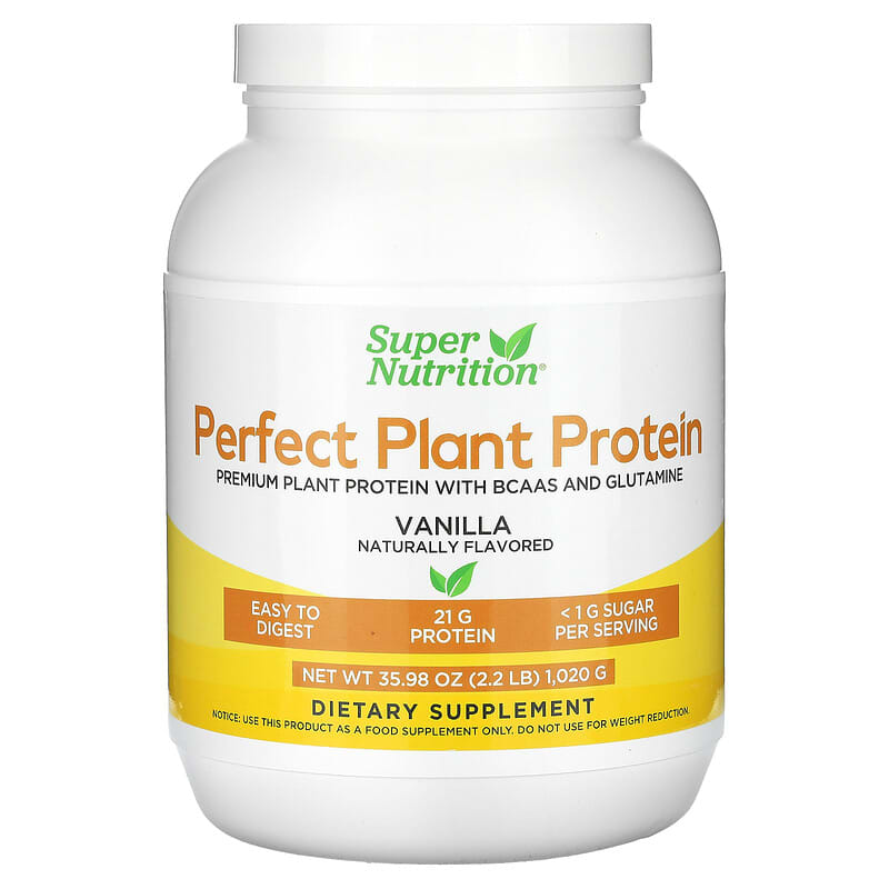 Super Nutrition, Perfect Plant Protein, Vanilla, 2,2 lbs (1.020 g) 898220023424