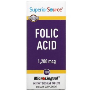 Thực phẩm bổ sung Superior Source Folic Acid 1.200 mcg 100 MicroLingual Instant Dissolve Tablets 076635908400