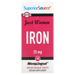 Thực phẩm bổ sung Superior Source Just Women Iron 25 mg 90 MicroLingual Instant Dissolve Tablets 076635920808