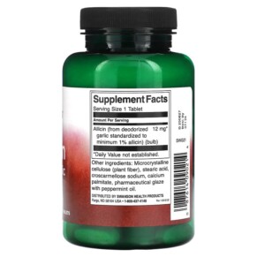 Thành phần vi chất của Swanson Allicin From Garlic 12 mg 100 Tablets 087614090214