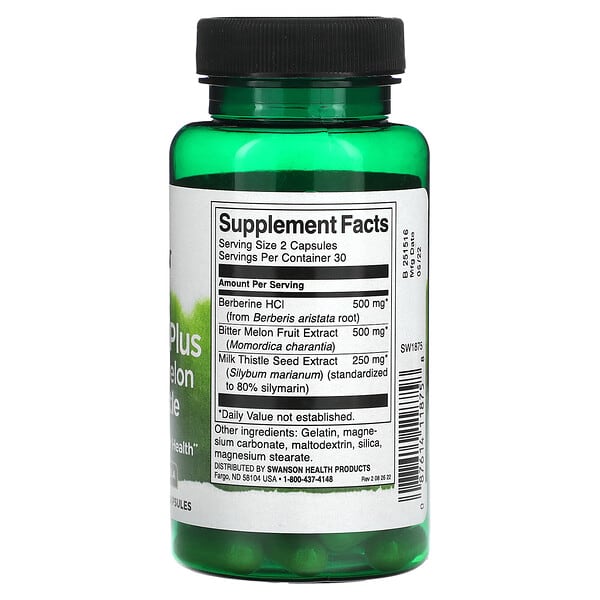 Swanson Berberine Plus with Bitter Melon & Milk Thistle 60 viên 9 Swanson Berberine Plus with Bitter Melon & Milk Thistle 60 viên 087614118758