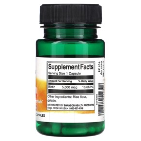 Viên uống Swanson Biotin 5000 mcg 30 viên của Swanson 3 Thành phần vi chất của Swanson Biotin 5.000 mcg 30 Capsules 087614112398
