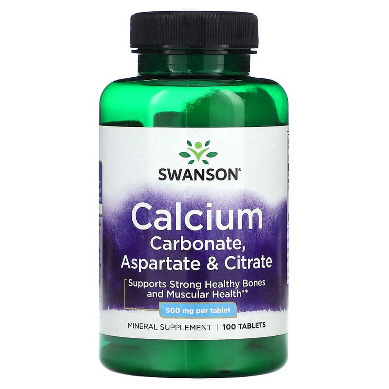 Viên uống bổ sung canxi Swanson Calcium Carbonate Aspartate & Citrate 500 mg 100 viên của Swanson 10 swanson calcium carbonate aspartate citrate 500 mg 100 tablets 116339 087614018621