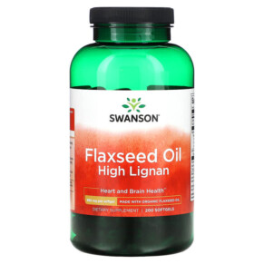 Thực phẩm bổ sung Swanson Flaxseed Oil High Lignan 980 mg 200 Softgels 087614170053