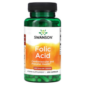 Thực phẩm bổ sung Swanson Folic Acid 800 mcg 250 Capsules 087614010359