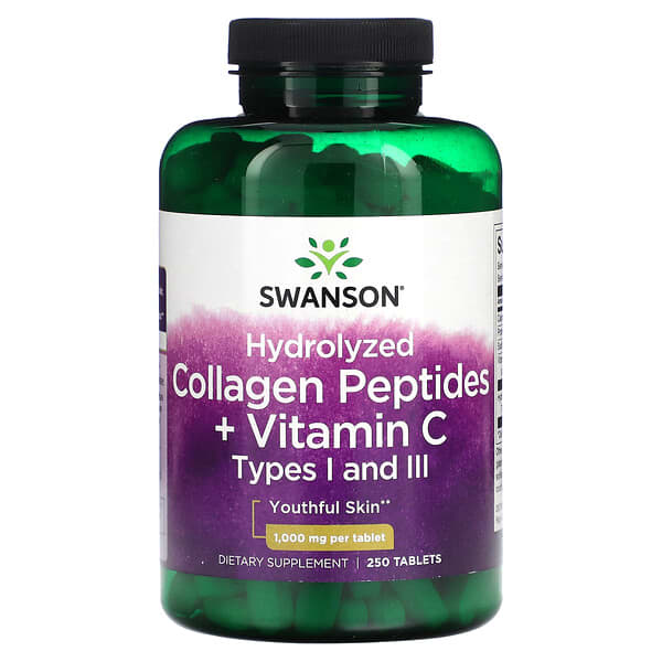 Swanson Hydrolyzed Collagen Peptides + Vitamin C 1.000 mg 250 viên 10 swanson hydrolyzed collagen peptides vitamin c 1 000 mg 250 tablets 118411 087614118284