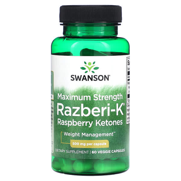 Swanson Razberi-K Raspberry Ketones Maximum Strength 500 mg 60 viên 10 swanson razberi k raspberry ketones maximum strength 500 mg 60 veggie capsules 117876 087614040783