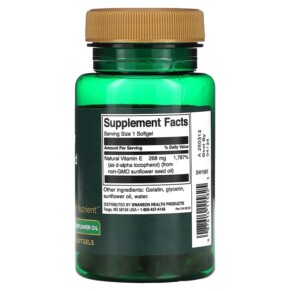 Viên uống bổ sung Swanson Real Food E 400 IU 60 viên nang mềm từ Swanson 3 Thành phần vi chất của Swanson Real Food E 400 IU 60 Softgels 087614115825