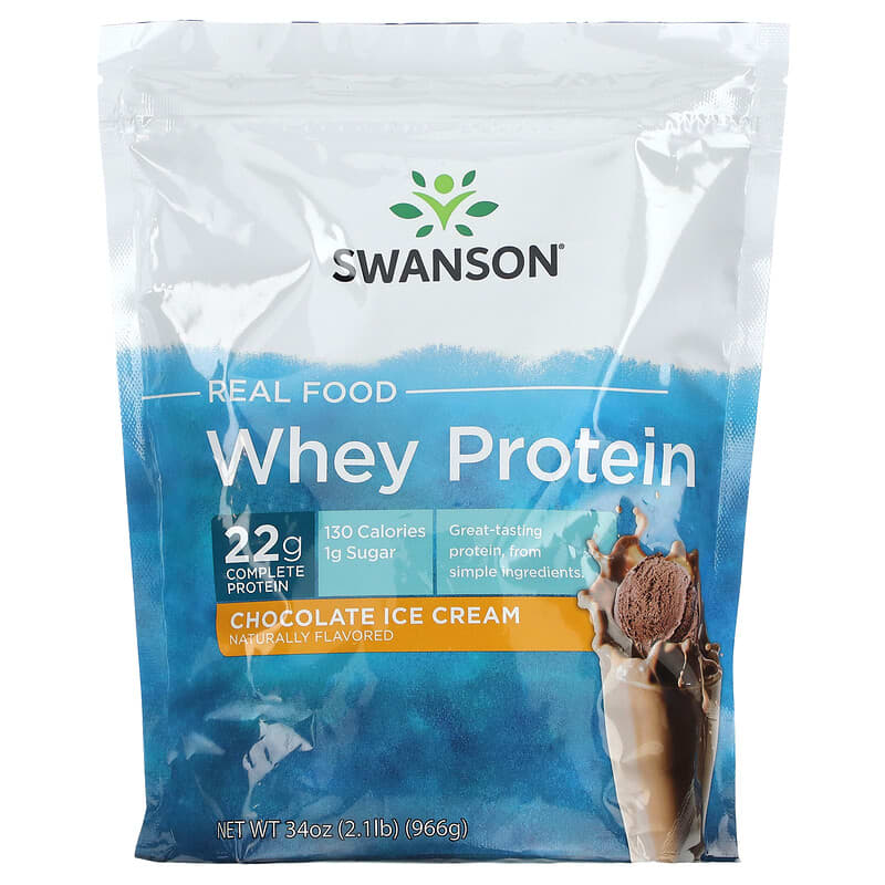 Swanson, Real Food Whey Protein, Chocolate Ice Cream, 2,1 lb (966 g) 087614210520