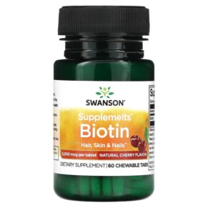 Thực phẩm bổ sung Swanson Supplemelts Biotin Natural Cherry 5.000 mcg 60 Chewable Tabs 087614115467