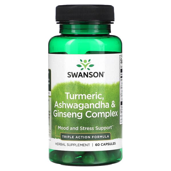 Swanson Turmeric Ashwagandha & Ginseng Complex 60 viên 087614115719