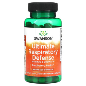 Thực phẩm bổ sung Swanson Ultimate Respiratory Defense with NAC & Quercetin 60 Veggie Capsules 087614118529