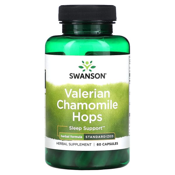 Swanson Valerian Chamomile Hops Standardized 60 viên 10 swanson valerian chamomile hops standardized 60 capsules 117978 087614142623
