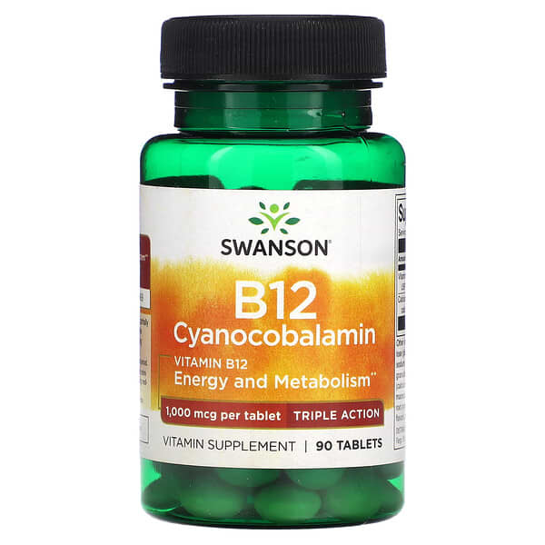 Swanson Vitamin B12 Cyanocobalamin Triple Action 1.000 mcg 90 viên 087614021201