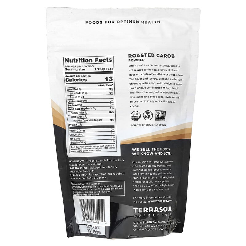 Bột Carob Rang Nhẹ Terrasoul Superfoods 454g 9 Bột Carob Rang Nhẹ Terrasoul Superfoods 454g 853162007192