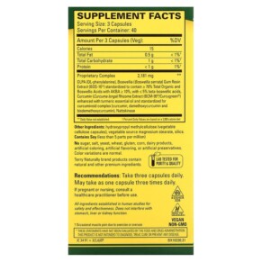 Thành phần vi chất của Terry Naturally Curamin Pain Relief 120 Capsules 367703102203