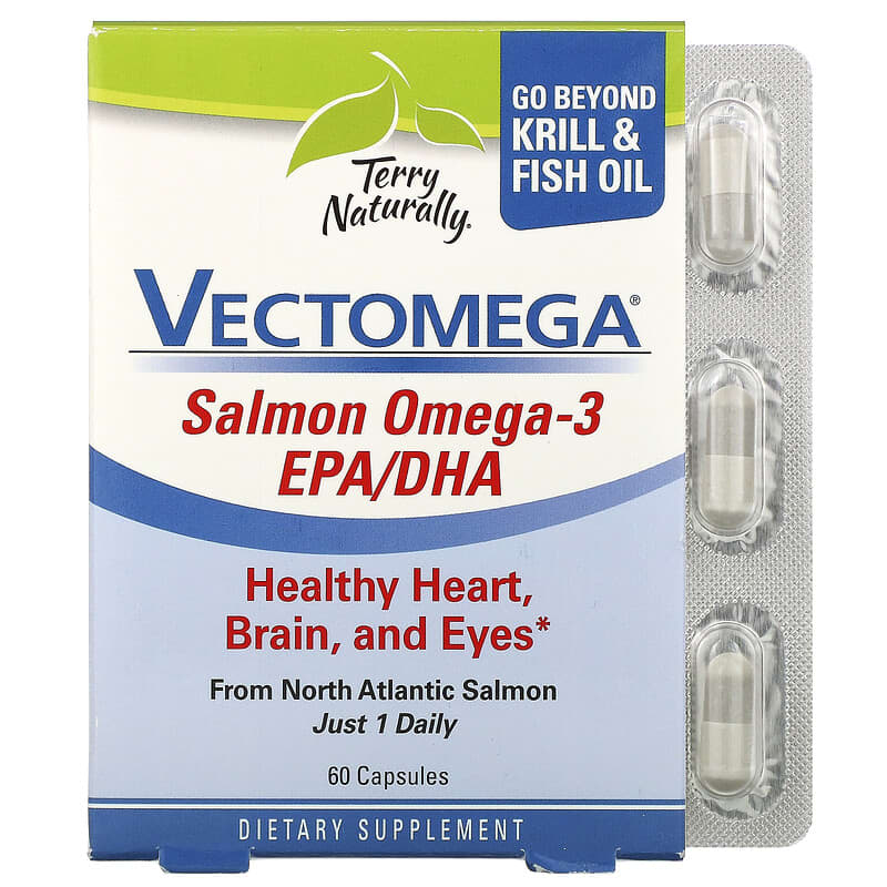 Terry Naturally Vectomega Omega-3 EPA/DHA từ Cá Hồi 60 viên nang 10 terry naturally vectomega salmon omega 3 epa dha 60 capsules 102371 367703367169