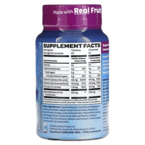 Kẹo dẻo tăng cường miễn dịch cho trẻ em từ 3 tuổi Smurf Berry 40 viên của The Smurfs 3 Thành phần vi chất của The Smurfs Kids Gummy Immune Defense Ages 3+ Smurf Berry 40 Gummies 850019556964