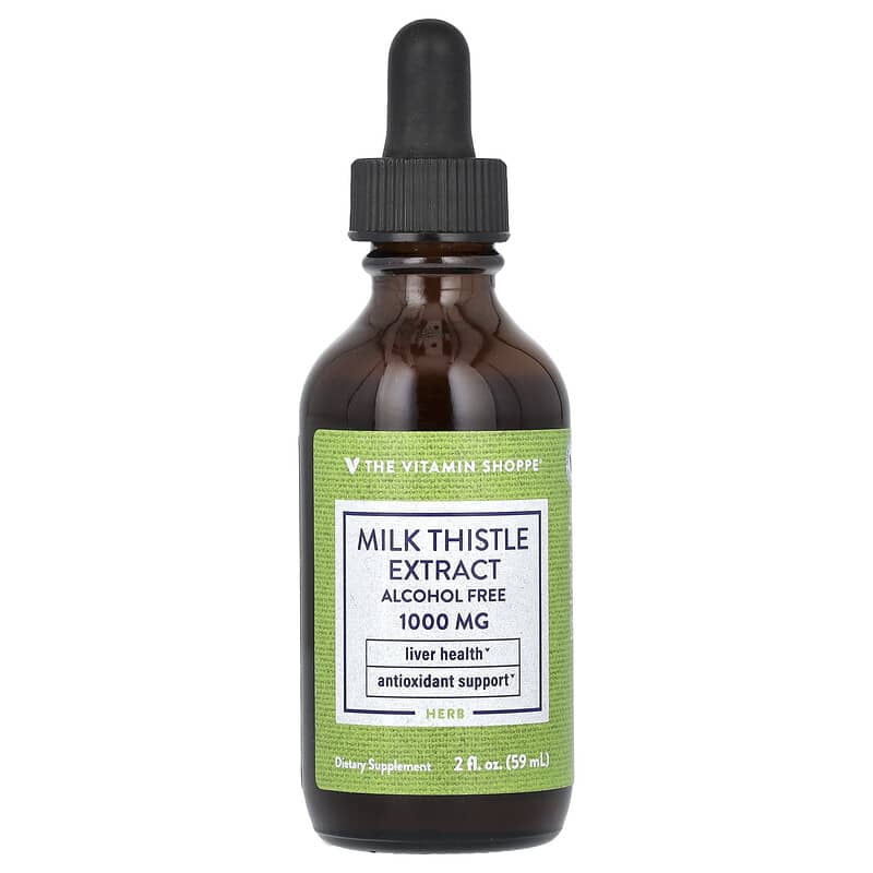 The Vitamin Shoppe, Milk Thistle Extract, Alcohol Free, 1.000 mg, 2 fl oz (59 ml) 766536015467