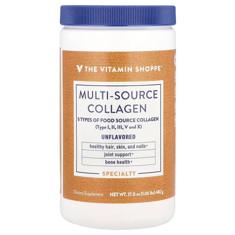 The Vitamin Shoppe, Multi-Source Collagen, Unflavored, 1,06 lbs (482 g) 766536039180