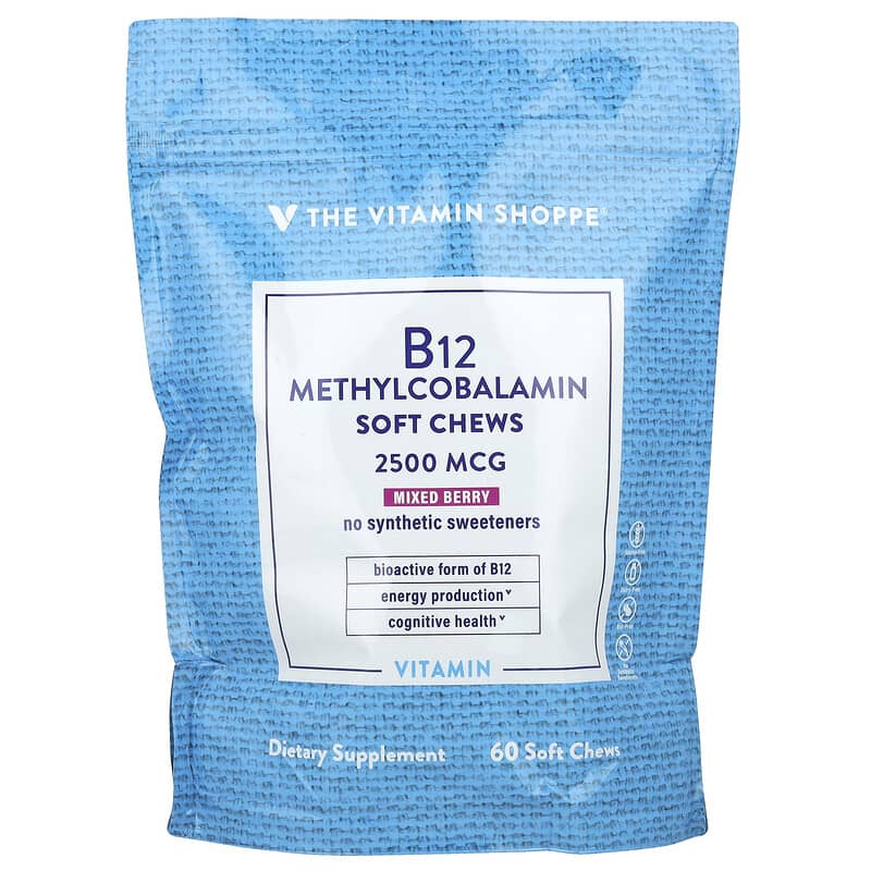 The Vitamin Shoppe, Vitamin B12, Methylcobalamin, Mixed Berry, 2.500 mcg, 60 viên nhai 766536024018