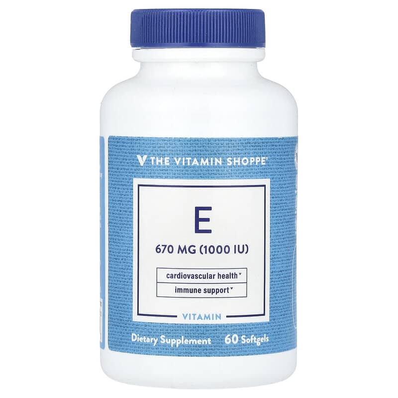 Viên uống Vitamin E 670 mg (1.000 IU) 60 Softgel của The Vitamin Shoppe 10 the vitamin shoppe vitamin e 670 mg 1 000 iu 60 softgel 144014 766536031733