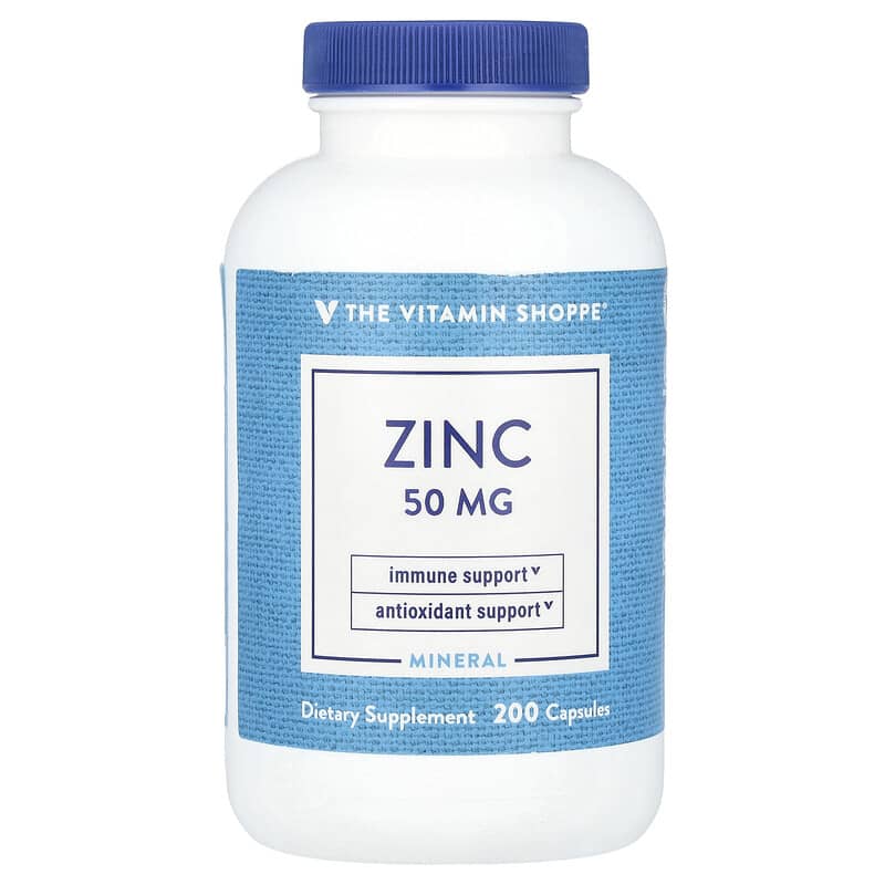 Viên uống kẽm 50mg 200 viên The Vitamin Shoppe 10 the vitamin shoppe zinc 50 mg 200 capsules 144055 766536040483