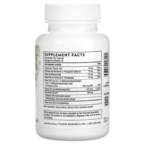 Thành phần vi chất của Thorne Relora Plus 60 Capsules 693749048091