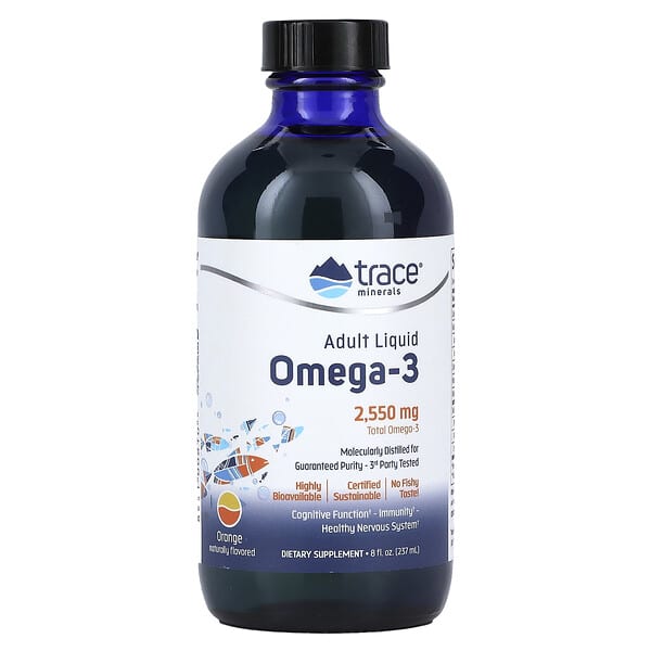 Trace Minerals ® Adult Liquid Omega-3 Orange 2.550 mg 8 fl oz 237 ml 878941008108